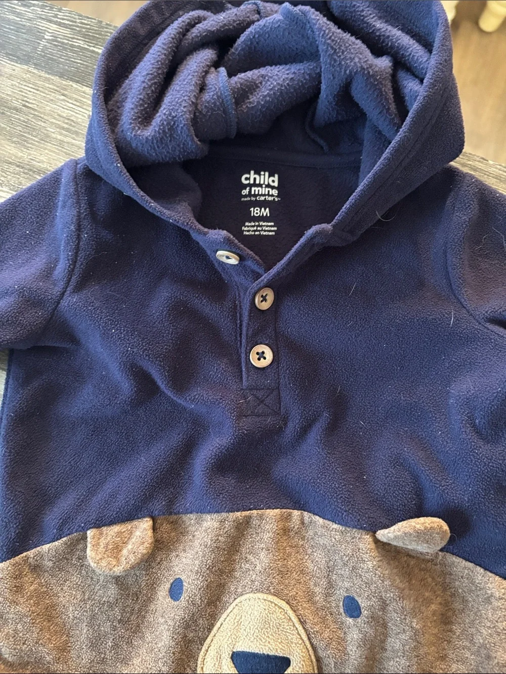 Carter's Navy & Brown Bear Hoodie with Striped Joggers